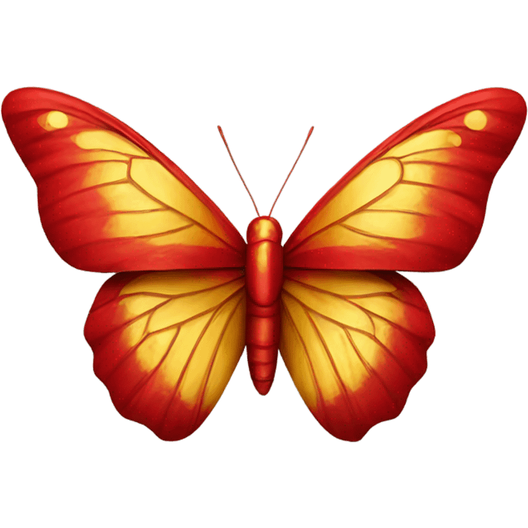 Red and gold butterfly sitting on a large red bow emoji