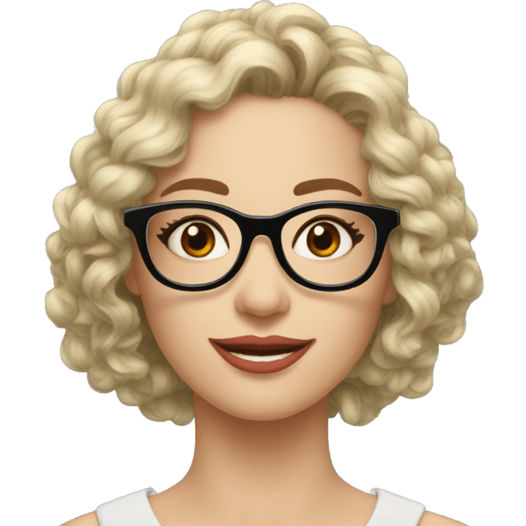 femme bouclé long châtain lunettes rondes emoji