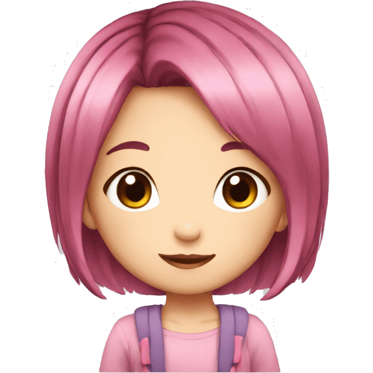 Little cute girl anime with dark pink hair  emoji