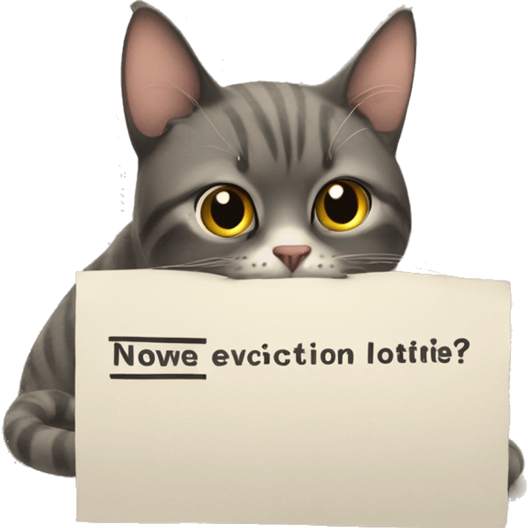 disappointed cat holding a eviction notice emoji