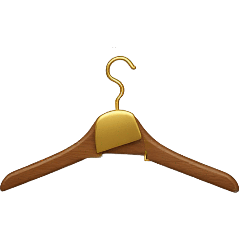 Wooden clothes hanger with gold metal part  emoji