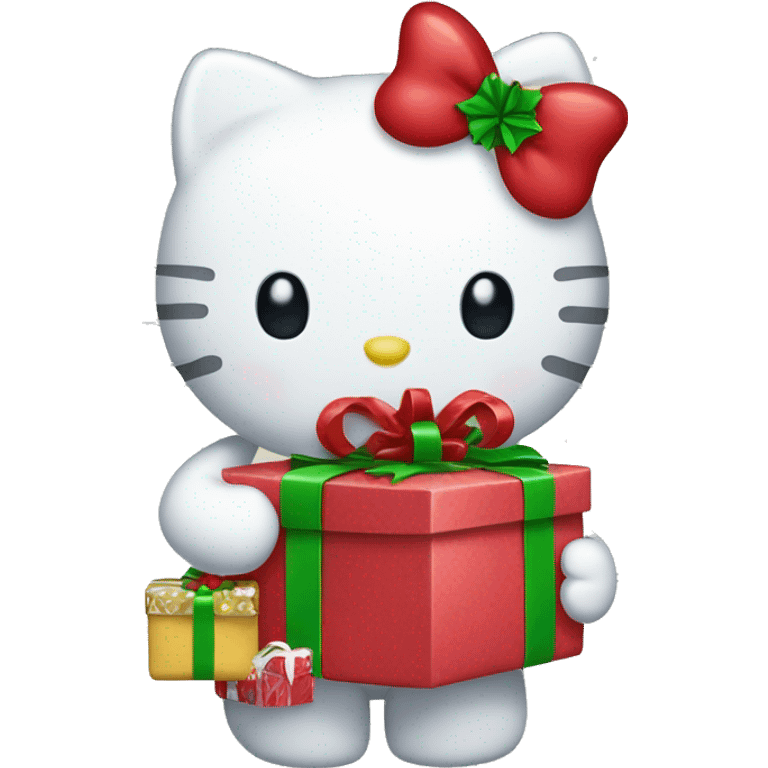 Hello kitty with christmas presents emoji