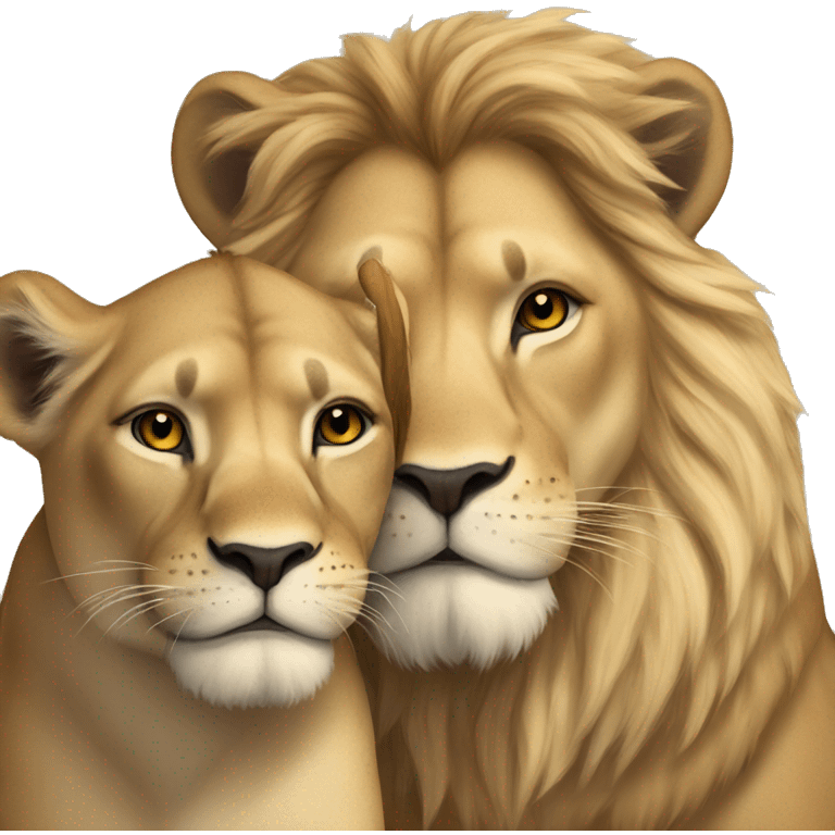 lioness and lion cuddling emoji