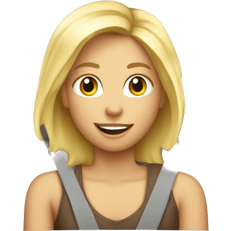 blonde girl in car interior happy birthday  emoji