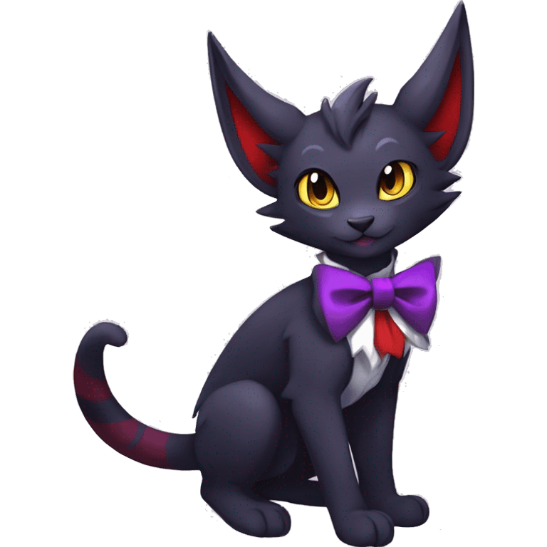 cool cartoon anthro evil distinguished ethereal elegant beautiful fantasy black purple red ethereal fantasy nargacuga-Noivern-cat-Fakemon collar harness bow tie and bracers full body emoji