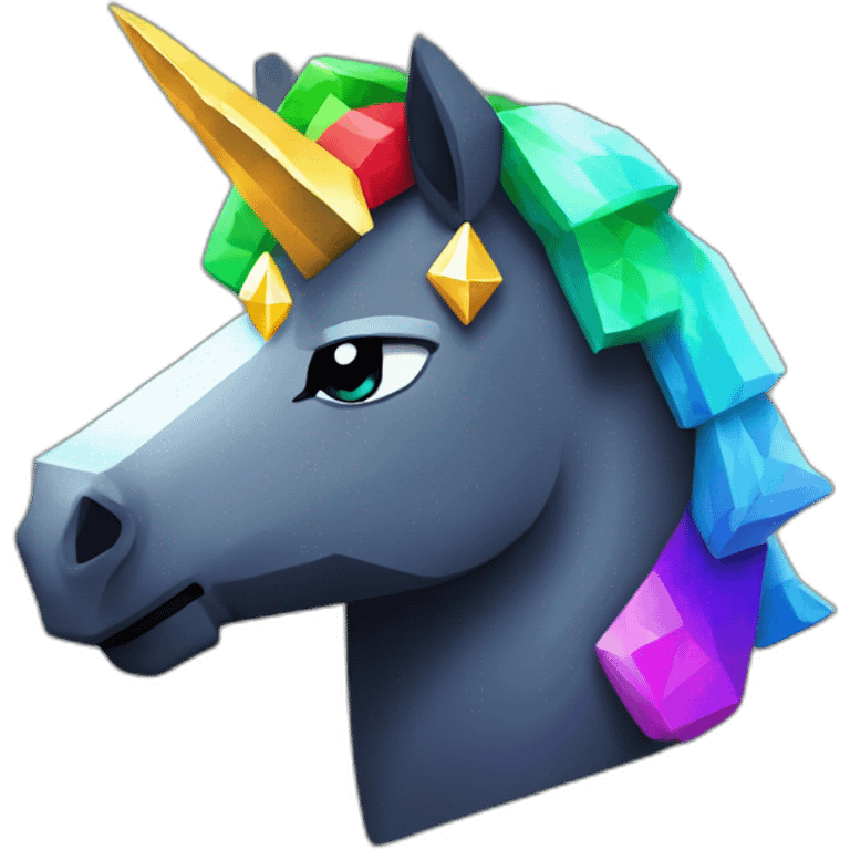 Minecraft Rainbow Black Unicorn Head With Diamond Horn emoji