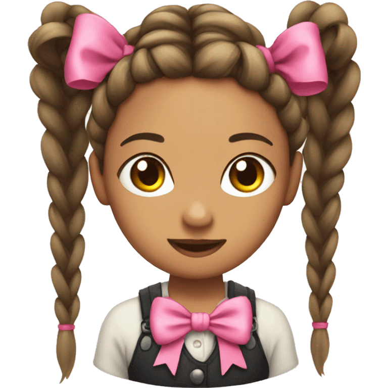 Braids with pink bow emoji