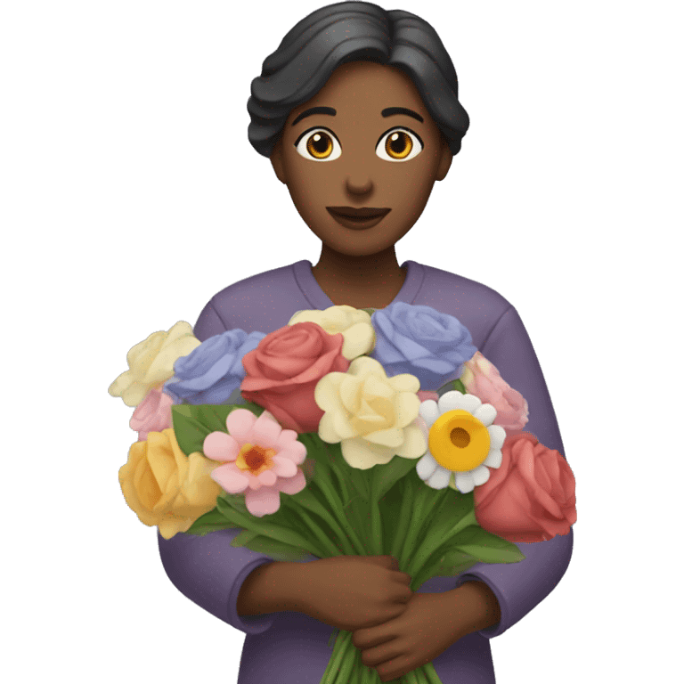 Woman with bouquet of flowers emoji