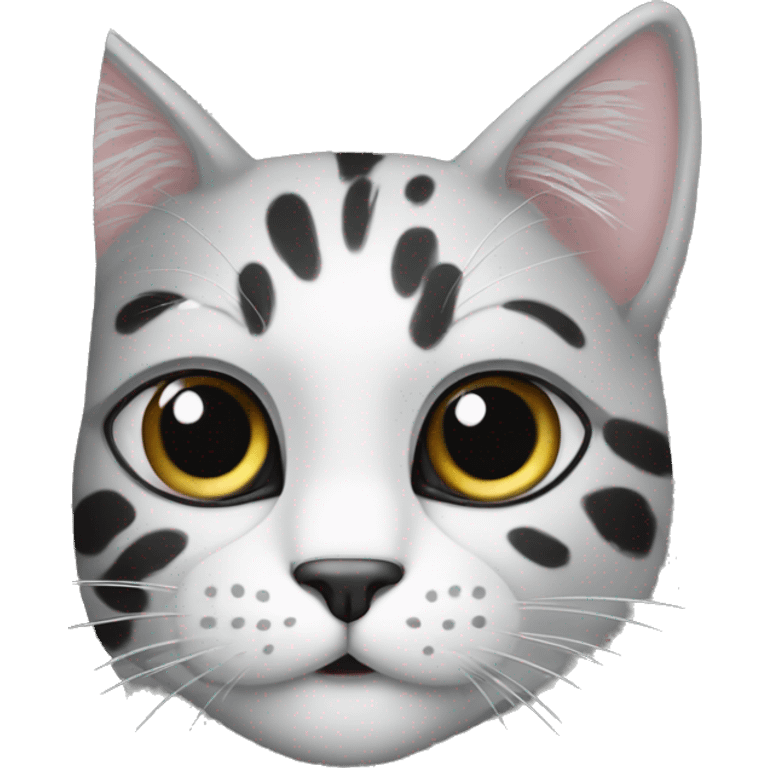 tree cats one white second black third gray with black spots setting  emoji