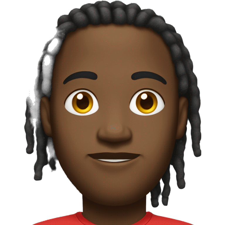 Black man with short twist dreads in a red sweatshirt with slightly chubby face  emoji