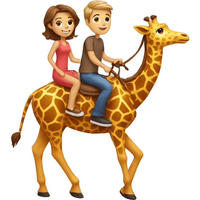 family riding giraffe emoji