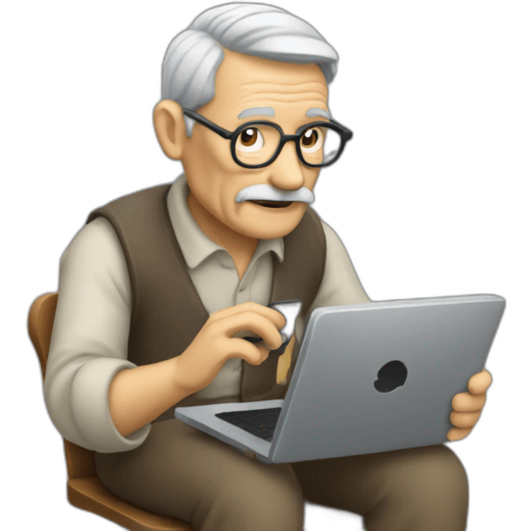 Oldman typing on his phone emoji