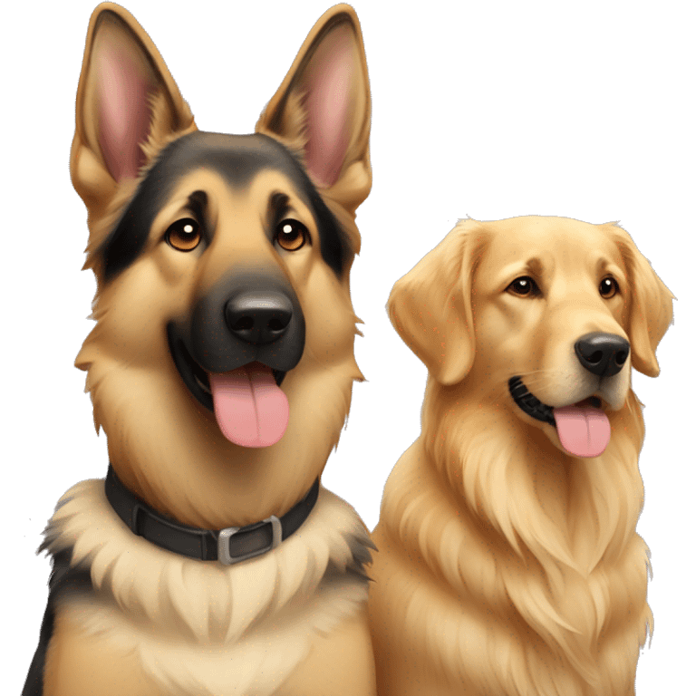 German shepherd and golden retriever emoji