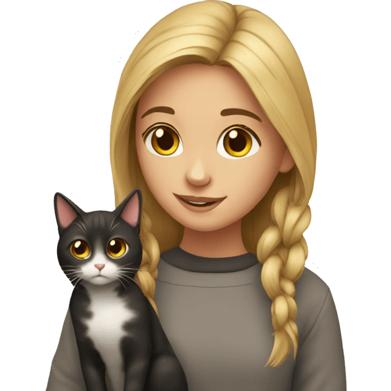 Girl with cat  emoji