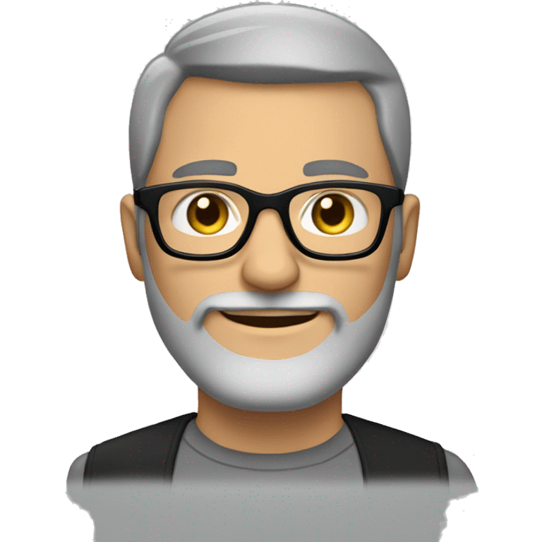 Tall guy with black and grey hair, acetate black rim glasses and black and grey beard emoji