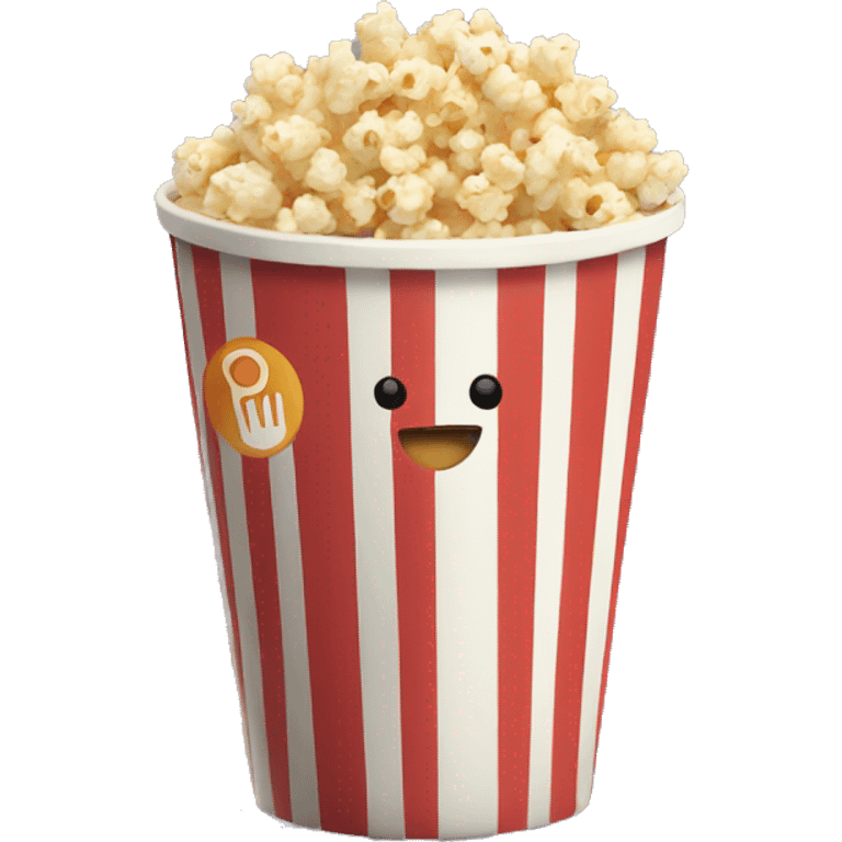 Popcorn in a striped cup with a TV emoji