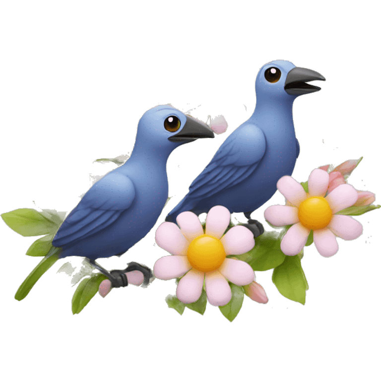 Birds with flowers emoji