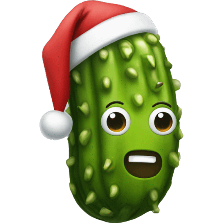 pickle in a santa hat emoji