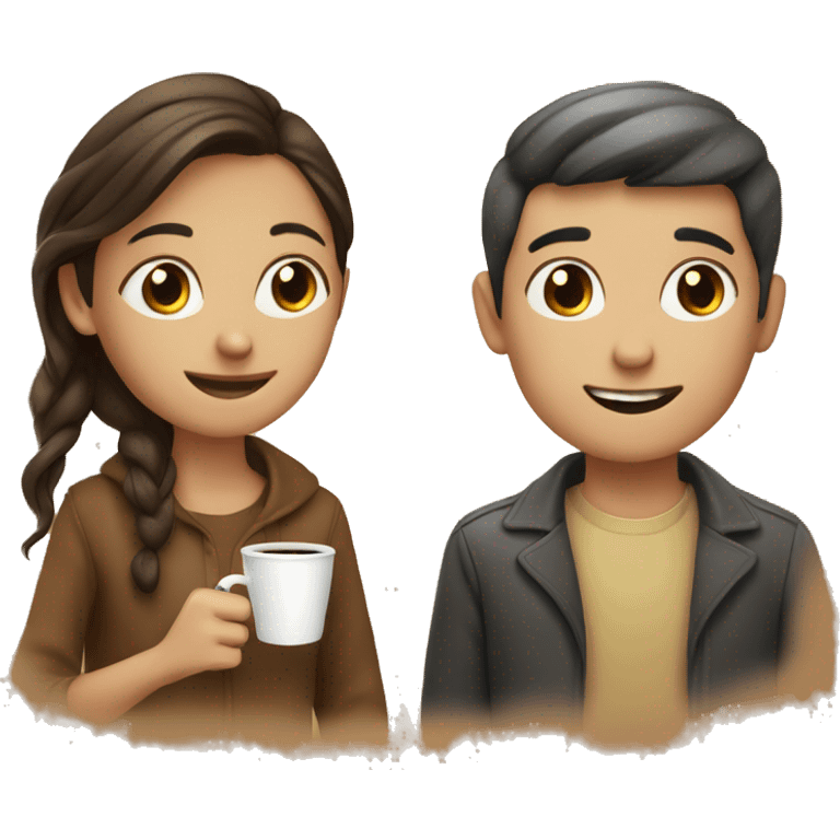 girl and boy having coffee emoji