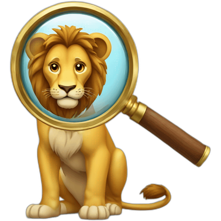 lion magnifying glass emoji