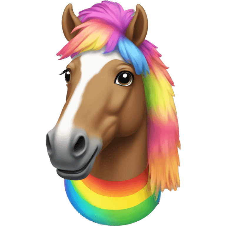 horse wearing a rainbow clown wig emoji