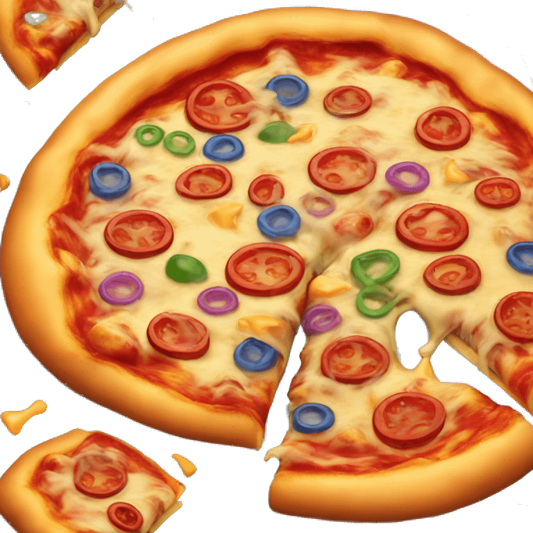 Colorful pizza with melted cheese emoji