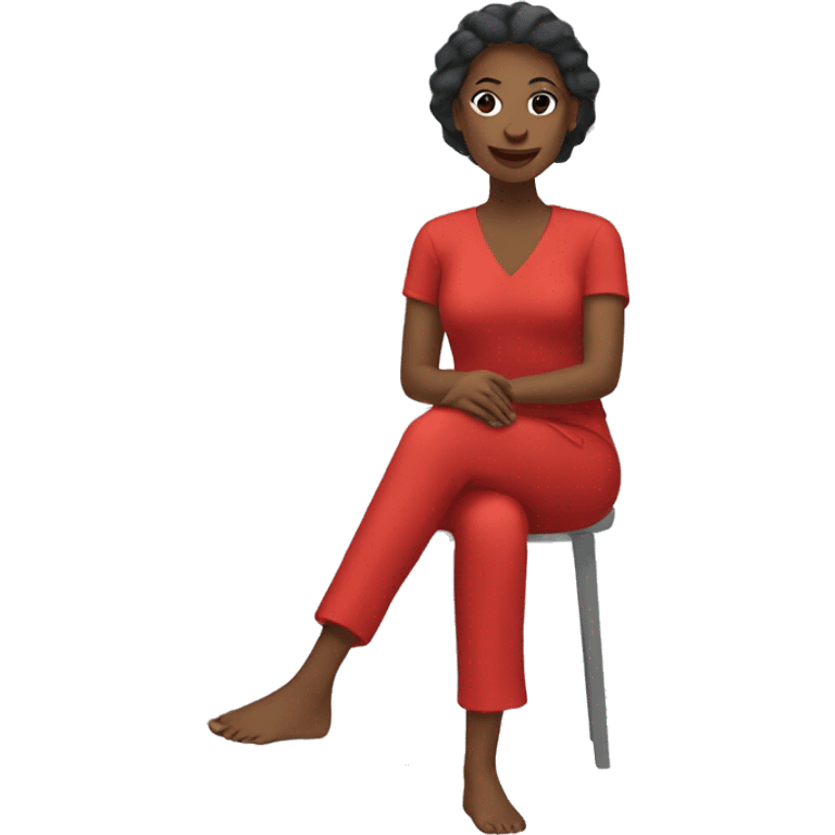 Woman doing lagree in red outfit emoji