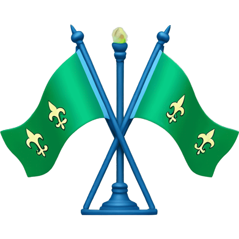 Blue and green flag with three moon and three Fleur-de-lis emojis emoji