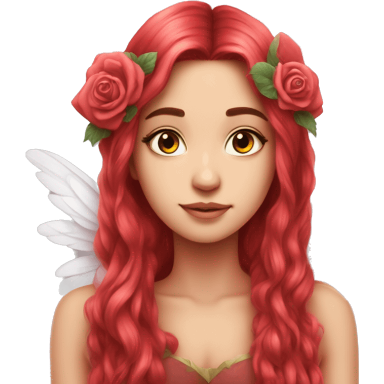 big wings, rose, Beautiful, fairy, red, long hair emoji