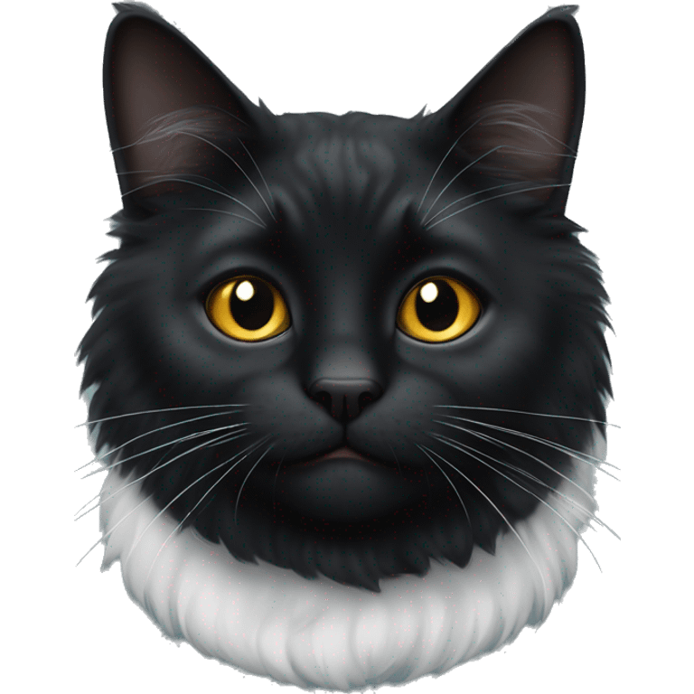 fluffy black cat with white spot on nose emoji