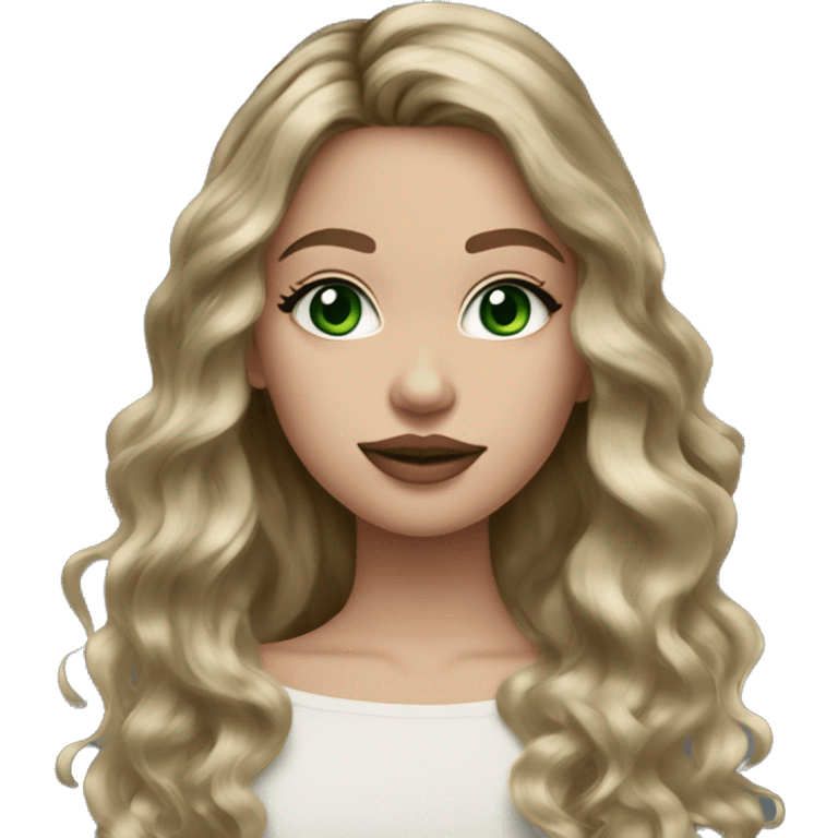 dark blonde balayage girl green eyes long hair pink lips rosy cheeks emoji