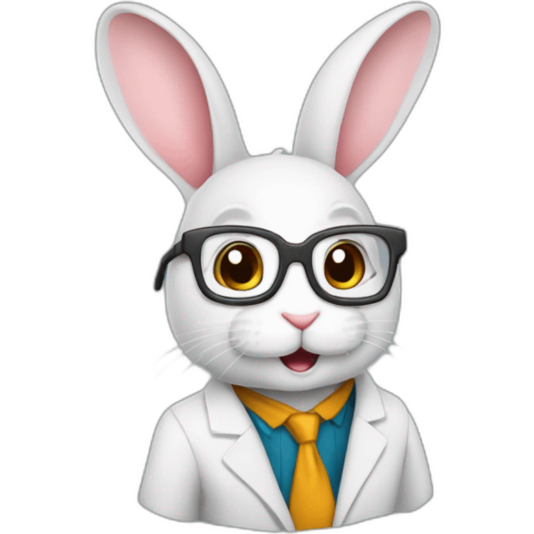 A bunny rabbit as a professor emoji