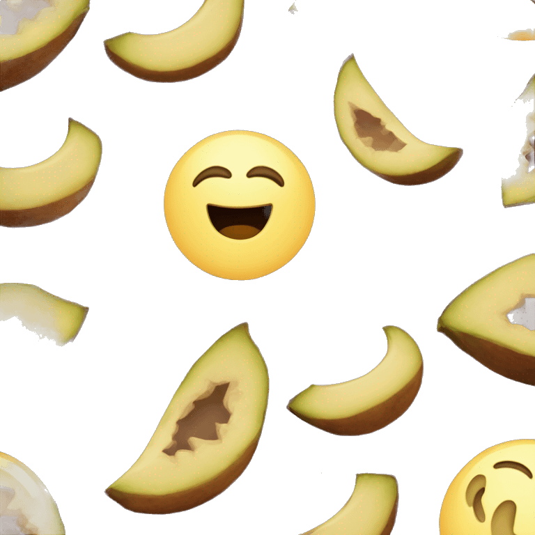 Une lune heureuse qui a une aubergine dans la bouche emoji