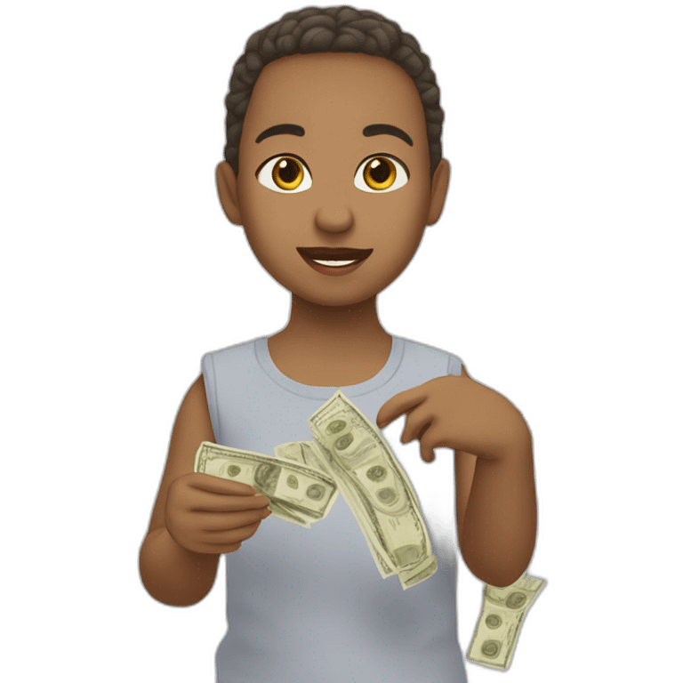 Bébé Hoda qui lance des billets emoji