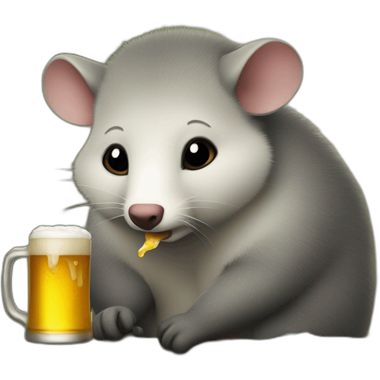 Fat possum drinking beer emoji