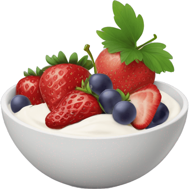 fruit yogurt bowl with strawberries and grapes emoji