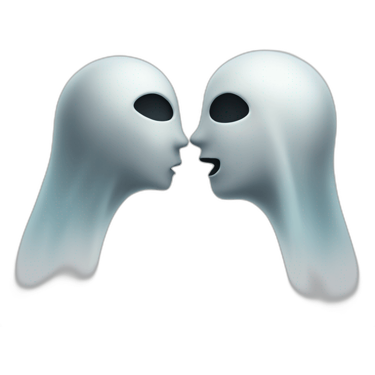 a female and a male ghosts kissing in a Ying and yang emoji