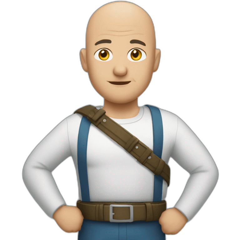 Bald dad holding belt menacingly emoji