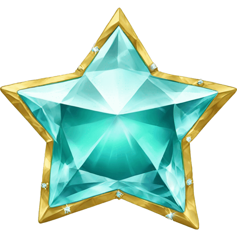 Diamond star with 5 corners and smarald color emoji