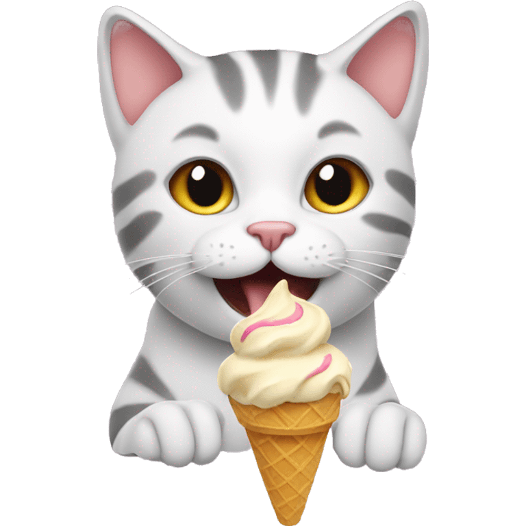 Cat eating ice cream emoji