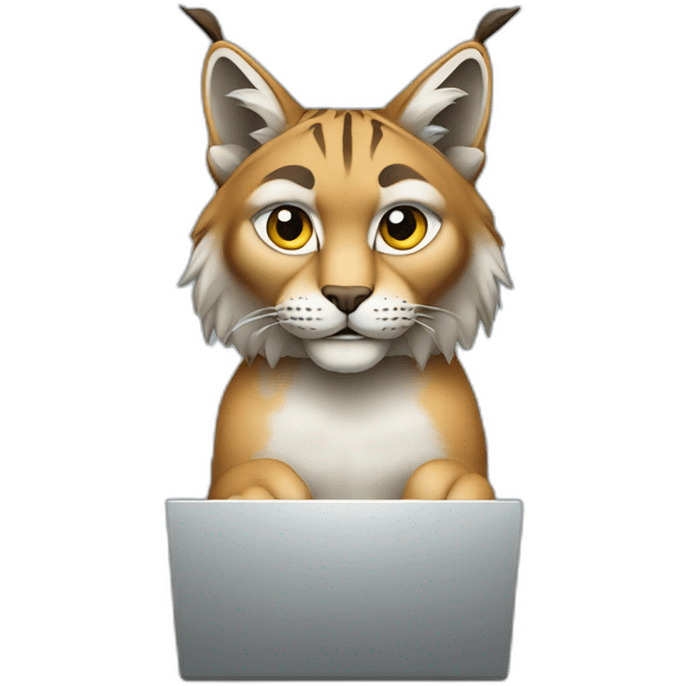 Lynx sits at the computer emoji