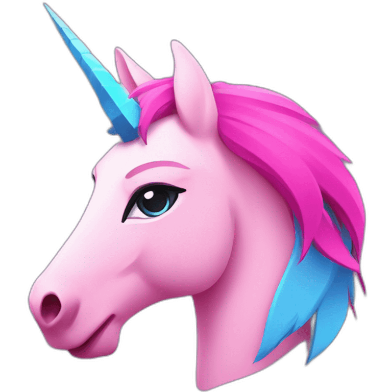 Simple minimalistic Warrior Esport Pink style logo, kind unicorn with beautiful big eyes, profile view logo, blue background emoji