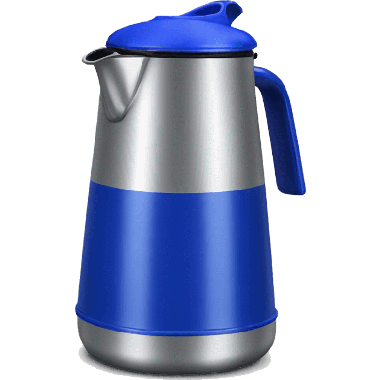 Realistic cobalt blue camping coffee pot isolated.  emoji