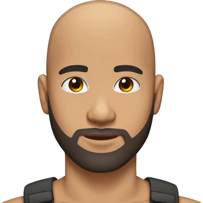 Lightskin buzzcut bald guy with brown eyes and black beard emoji