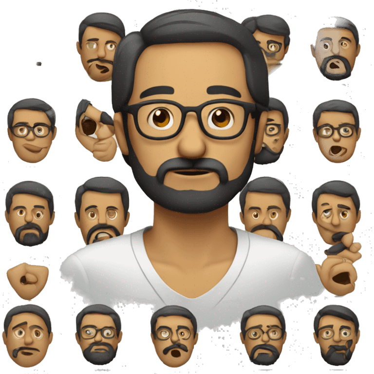 Mexican man with beard and glasses and cross necklace picking his nose emoji