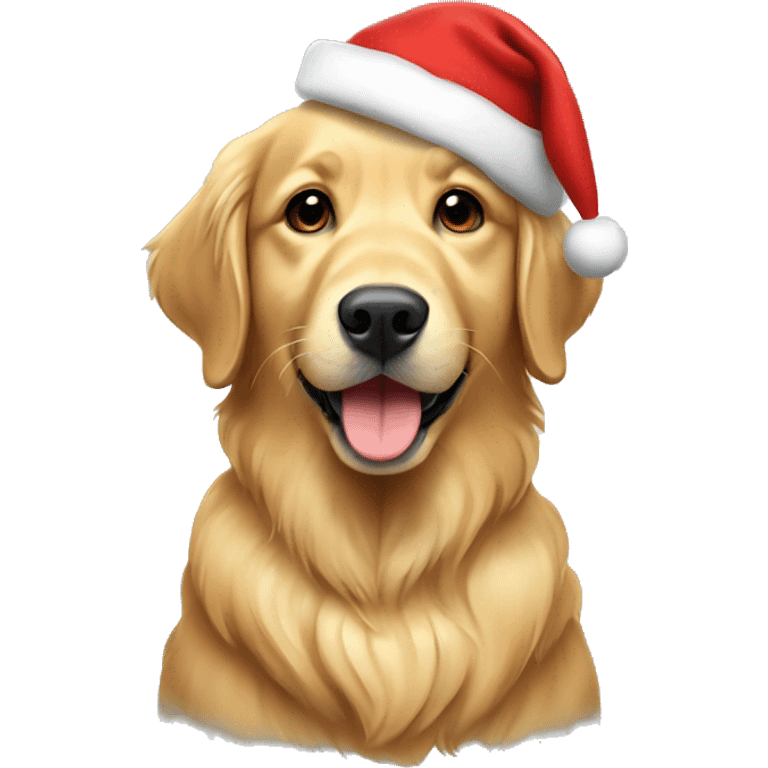 Golden retriever in a Christmas hat  emoji