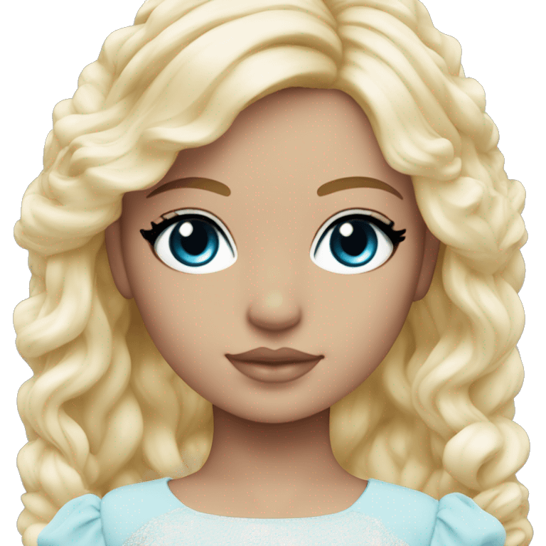 ocean blue doll eyes, blonde hair, feminine, pink, girl, angelic emoji