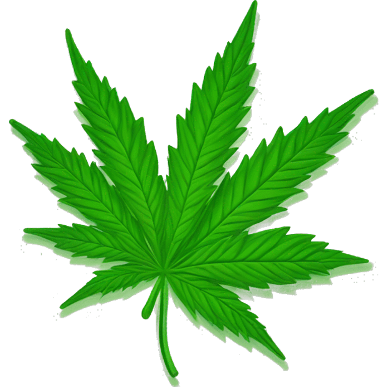 A green cannabis leaf being held by the stem as one would hold a flag. emoji