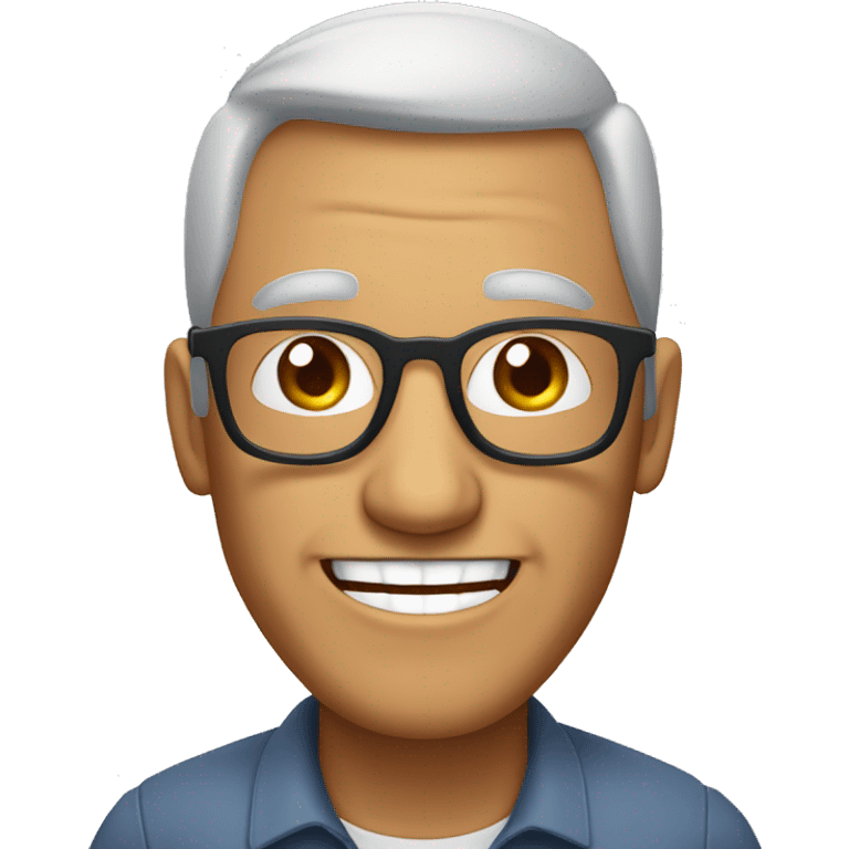 hombre con lentes sonriendo de 55 años de edad emoji