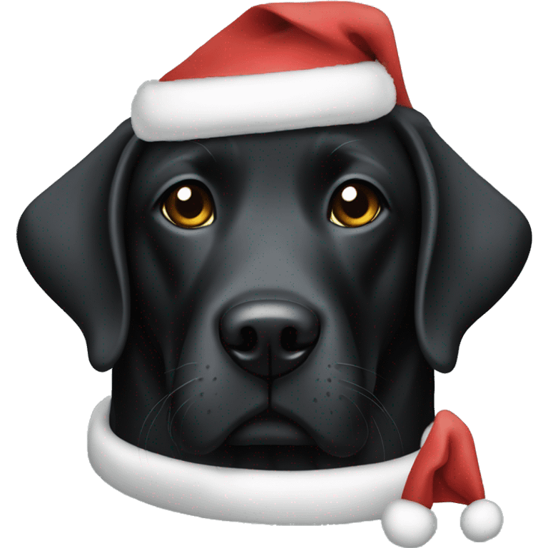 Black lab wearing a Santa hat emoji